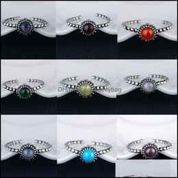 Cluster ringen sieraden nieuwe verstelbare vintage bloemen verjaardag januari-december thai sier natuursteen vinger voor vrouwen cadeau drop levering 20