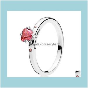 Anillos de racimo Jewelry925 Sterling Sier Pan Ring Red Heart-Shaped Crystal You Me For Women Fine Vanlentines Day Jewelry Drop Delivery 2021