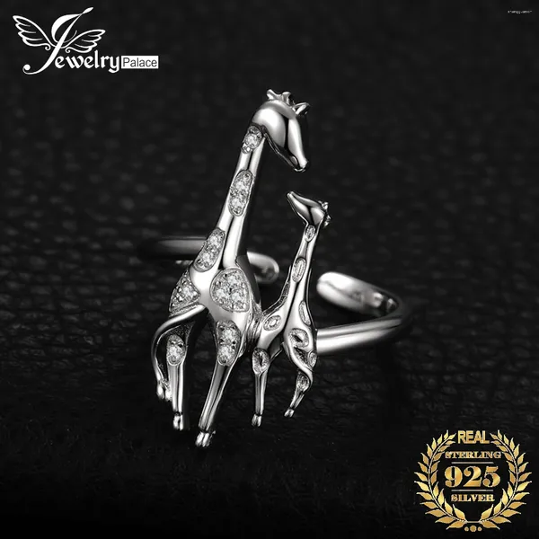 Cluster Anneaux JewelryPalace Cubic Zirconia Mère fille Girafe 925 STERLING Silver Ajustement Remplable Remplacement du pouce pour les femmes