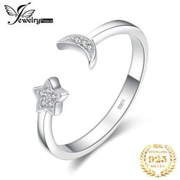 Cluster ringen sierringen Moon Star 925 Sterling zilver voor vrouwen open stapelbare ringband sieraden fijn