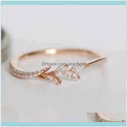 Cluster Ringen SieradenPattern Bloemen Ring Plating Rose Gold Sier Color Micro Cubic Zirconia Tail Fashion Womens Aessories Sieraden Drop Deliv