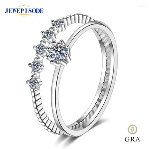 Clusterringen Joodpisode 3 mm Moissanite Ring Set 925 Sterling Silver 0.1CT D kleur 3ex Cut Wedding Bands verlovingspas diamanten test