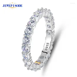 Cluster Anneaux Jewepisode 925 STERLING Silver 3 mm Round Lab Sapphire Diamond Mariage Band de fiançailles pour femmes Fine bijoux en gros en gros