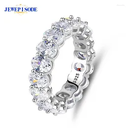 Cluster Anneaux Jewepisode 925 SERRING SIRGE 4x6 mm Ovale Sparkling High Carbone Diamond Ring Jew Wedding Party Fine Jewelry Drop