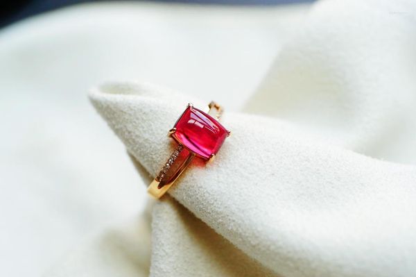 Anillos de racimo JHY Sólido 18K Oro rosa Naturaleza Rojo Turmalina 1.8ct Piedras preciosas Diamantes para mujeres Regalos de joyería fina