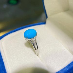 Clusterringen JHY2024 G18K massief goud 18K natuurlijke blauwe turquoise edelstenen 10,2 8,3 mm diamanten Vrouw Casual Sportief