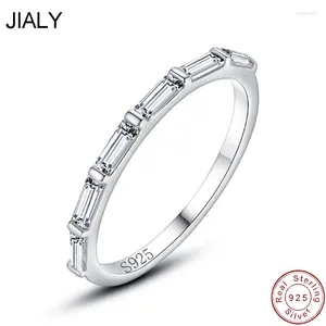 Cluster anneaux Jialy européen CZ S925 Sterling Silver Ring Ladder Square for Women Birthday Party Wedding Gift Bijoux