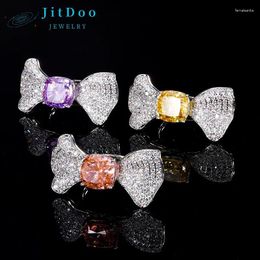 Anillos de clúster jitdoo mariposa ajustable brillante avanzada para mujeres joyas de boda de circón de San Valentín accesorios de regalos