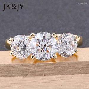 Clusterringen JKJY 10K GOUD 1.0-2.0CT D kleur 3 Stone Moissanite dames trouwring zeer glanzende fijne sieraden
