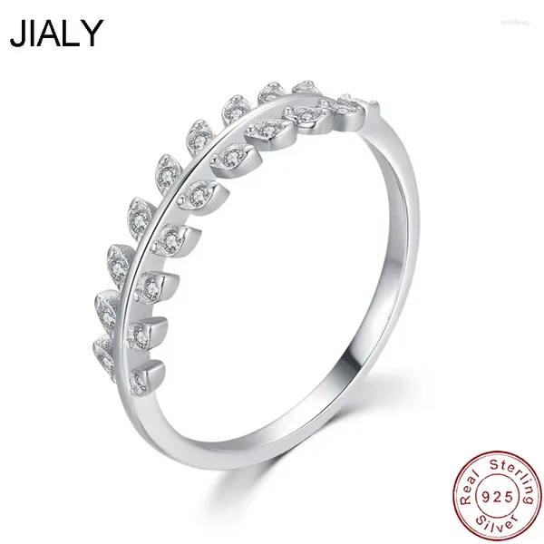 Anillos de racimo jly fino europeo cz rama de oliva s925 anillo de plata esterlina para mujeres fiesta de cumpleaños de cumpleaños joyas de regalo de boda