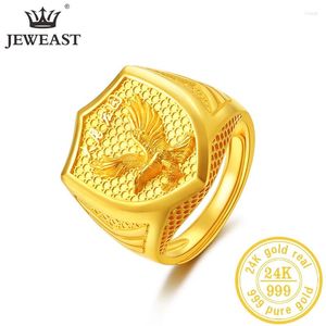 Clusterringen JLZB 24K Pure Gold Ring Real Au 999 Solid glanzende mooie luxe luxe klassieke sieraden verkopen 2024