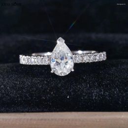 Clusterringen Joiashome Mossan diamanten ring voor dames S925 sterling zilver verlovingsdruppelvormig 1
