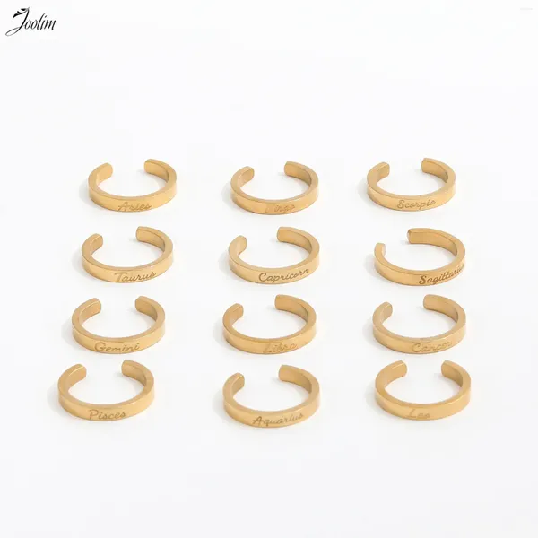 Cluster Anneaux Joolim Bijoux haut de gamme PVD No Fade Classic Italic Character 12 Zodiac Letter