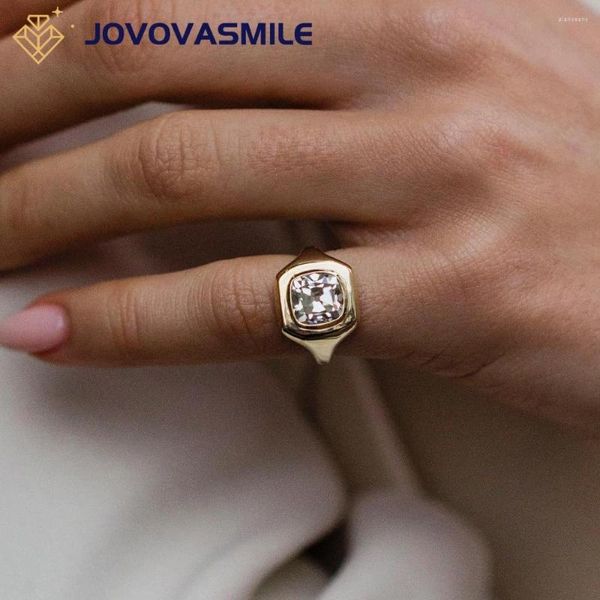 Bagues de cluster Jovovasmile 2 Moissanite 14K Or 7,5 mm Old Mine Coussin Coupé Vintage Blanc Ensemble pour homme et femme