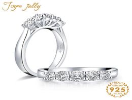 Anillos de clúster Joycejelly Trendy 925 Solid Silver Women Ring para joyas de boda 5 Ronda creó Mossanites Fine Party Gifts Asholes3076739