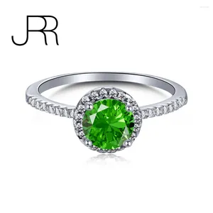 Cluster Anneaux JRR 925 STERLING Silver Green Couleur Round Coup REAL 1CT MISSANITE DIAMONDS GEM STAIL DANGEM