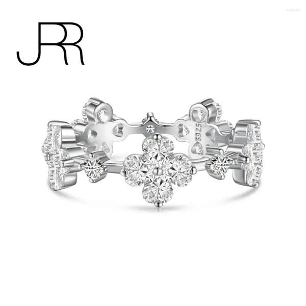 Cluster anneaux JRR Arrivée 925 Sterling Silver Flower 4 Leaf Summer Collection Gemstone Peace Love Wedding Fine Ring Jewelry