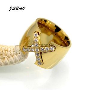 Cluster Ringen JSBAO Nieuwe Collectie Mode-sieraden Dames Roestvrij Staal Pave Setting Cross X Persoonlijkheid Verlovingsring Voor Vrouwen Trouwring YQ240109