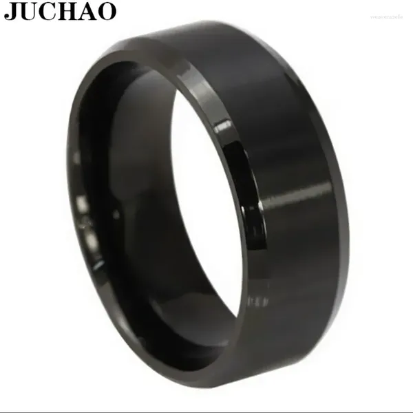 Anillos de racimo JUCHAO Joyería Clásico Hombres Titanio Acero Negro Joyería Anillo 2023