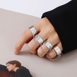 Cluster ringen jump chain ring set voor vrouwen paar punk open mannelijke en vrouwelijke verstelbare wijsvinger partij cadeau 2022 trendy sieraden