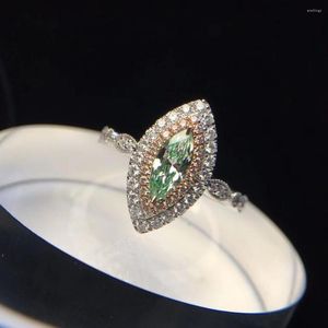 Clusterringen JX201101 Groene diamantring 0.439ct 18k goud natuurlijke huwelijksbetrokkenheid vrouwelijk voor vrouwen fijne diamanten