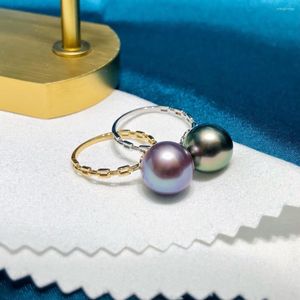 Cluster ringen JY Pearl Ring Fijne sieraden Solid 18K Gold ronde 10-11 mm Nature Sea Water Tahiti Pearls for Women Presents