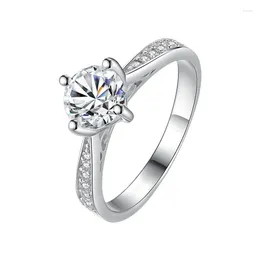 Cluster Ringen JZ0015 Lefei Mode Trendy Luxe 1ct Klassieke Moissanite 4 Poten Kroon Voor Vrouwen S925 Zilveren Bruiloft Elegante Fijne Sieraden