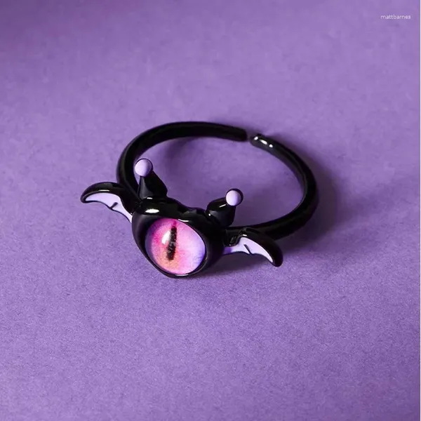 Cluster anneaux kadrufi bat monstre drôle anime yeux halloween doigt goth goth mignon d'animal ouverture anneau de fête ajusté bijoux