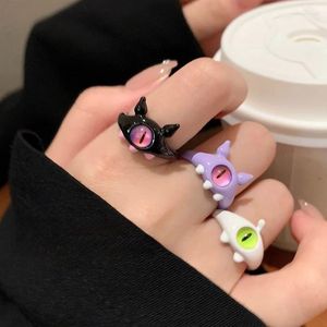 Bagues de cluster Kadrufi drôle Y2K Anime Animal Chat Monstre Big Eye Finger Femmes Hommes Coloré Mode Punk Bague Bijoux Anillos Cadeau