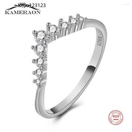 Cluster Ringen Kameraon 925 Sterling Zilver Voor Vrouwen Sieraden Vrouwelijke Accessoires Hart V Vorm CZ Valentijnsdag Meisjes Verstelbaar