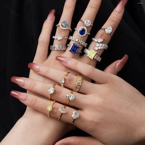 Cluster Ringen Karachi Japanse Koreaanse Europese En Amerikaanse S925 Sterling Zilveren Ring Voor Vrouwen 5A8A Flower Cut Peervorm