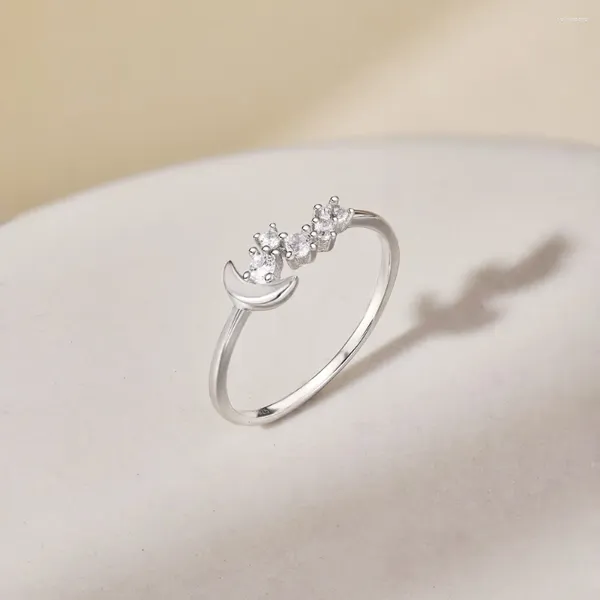 Anillos de racimo Karachis anillo de plata esterlina japonés y coreano Luxury S925 para mujeres con estrellas de luna con incrustaciones de circón de alta calidad