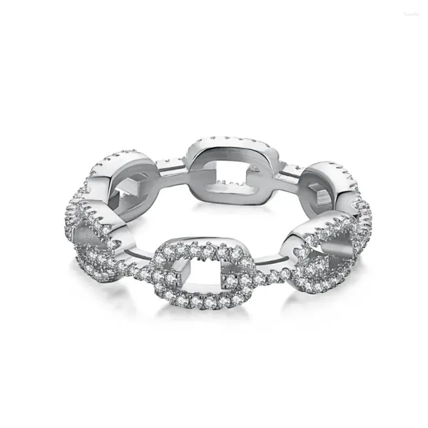 Anillos de racimo Karloch S925 Plata esterlina Cadena de diamante completa Conjunto de nariz de cerdo Anillo de circón Anillo de circón Estilo exquisito y minimalista