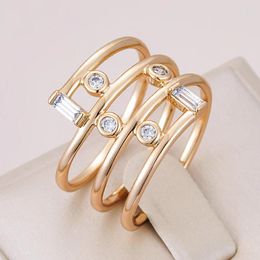 Clusterringen Kinel 585 Roségouden kleur geometrisch holle feest voor vrouwen mode dagelijkse fijne sieraden 2024 natuurlijke zirkoonaccessoires