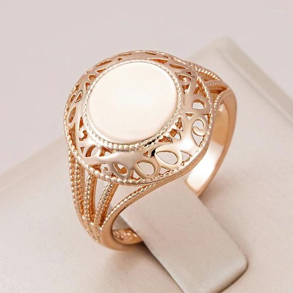 Bagues de cluster Kinel Fashion Brillant pour femmes 585 Rose Gold Simple Modèle Rond Ethnique Mariée Bijoux de mariage 2024