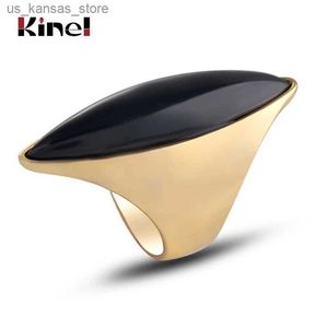 Cluster Anneaux Kinel Hot Black Stone Big Ring Womens Luxury Luxury Engagement Party Ring Bijoux Best Gift 2020 NEW240408