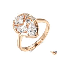 Clusterringen Kinel Rose Gold Zirkoon inleg vierkant druppel ronde zirkonen Betrokkenheid 585 Europese bruiloft Flace Fine Jewelry Delivery RI DHSC5