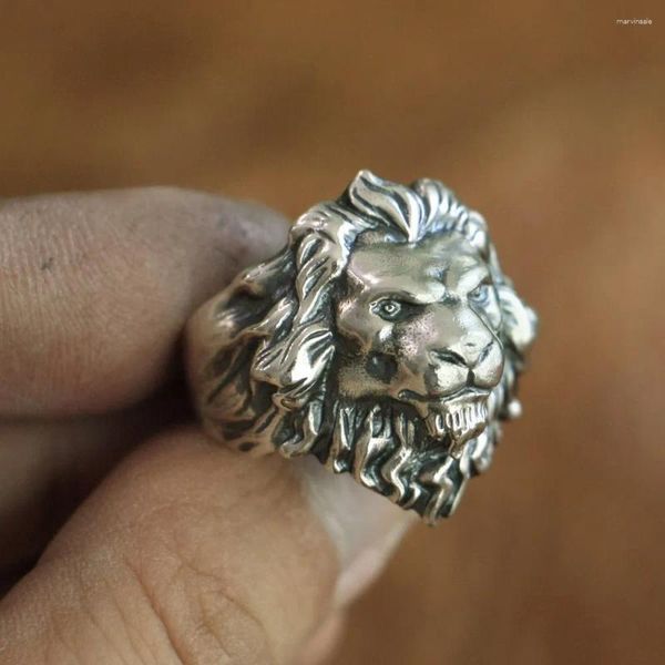 Bagues de cluster King of Lion Ring High Détails 925 Sterling Silver Mens Biker Punk TA109 Taille américaine 7-15