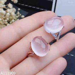 Bagues de cluster KJJEAXCMY Boutique Bijoux 925 Sterling Argent Incrusté Naturel Rose Cristal Furong Pierre Bague Modèles Féminins Détection De Soutien