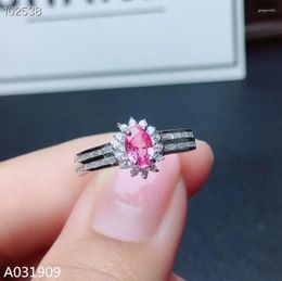 KJJEAXCMY Boutique Bijoux 925 Sterling Silver Incrusté Naturel Rose Saphir Gemstone Ring Support Détection Exquis