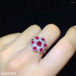 Anillos de racimo KJJEAXCMY Boutique Jewelry 925 Incrustaciones de plata de ley Anillo de rubí de sangre de paloma natural Modelos femeninos Detección de soporte de belleza