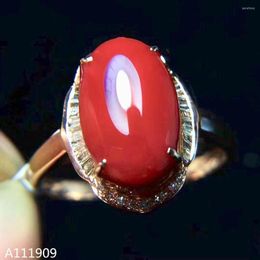 Clusterringen kjjeaxcmy boutique sieraden 925 sterling zilver ingelegde natuurlijke rode koraalring dames fijne ondersteuning detectie mooi groot