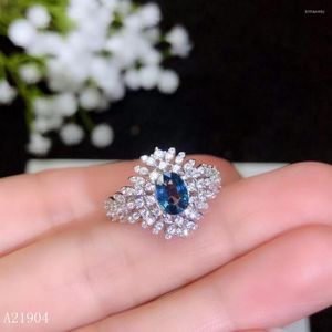 Clusterringen kjjeaxcmy boutique sieraden 925 sterling zilver ingelegde natuurlijke edelsteen blauwe topaz vrouwelijke ring ondersteuning detectie