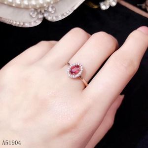 Clusterringen kjjeaxcmy boutique sieraden 925 sterling zilver ingelegde natuurlijke ruby ​​vrouwelijke ringsteuntest