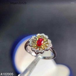 Cluster Ringen KJJEAXCMY Fijne Sieraden 925 Sterling Zilver Ingelegd Natuurlijke Verstelbare Ruby Vrouwelijke Vrouw Meisje Miss Ring Mooie Ondersteuning Test