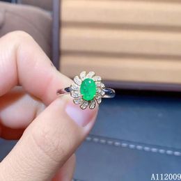 Clusterringen kjjeaxcmy fijne sieraden 925 sterling zilver ingelegde natuurlijke smaragdring vrouwelijke trendy ondersteuningstest verkopen