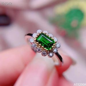 Bagues de cluster KJJEAXCMY Fine Bijoux 925 Sterling Silver Incrusté Diopside Naturel Bague Femelle Fille Fête Anniversaire Cadeau Année Mer