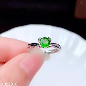 Cluster anneaux kjjeaxcmy beaux bijoux 925 argent sterling naturel gemmstone diopside fashion woman's ring soutende test