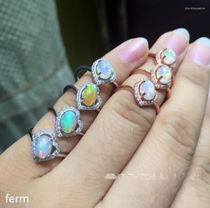 Bagues de grappe KJJEAXCMY Bijoux fins Bague en argent pur 925 avec opale naturelle sertie dans la vente en gros de couleur de feu complet