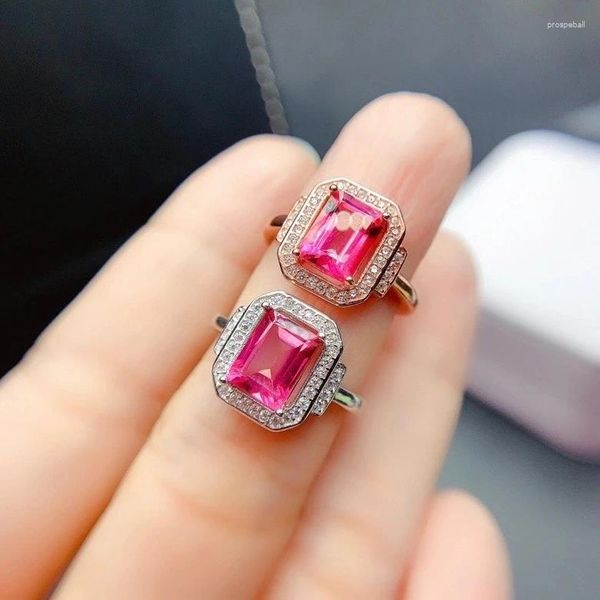 Anillos de clúster kjjeaxcmy joyería fina 925 plata esterlina incrustada topacio topacio elegante cuadrado cuadrado ajustable soporte de anillo de gema de soporte de anillo